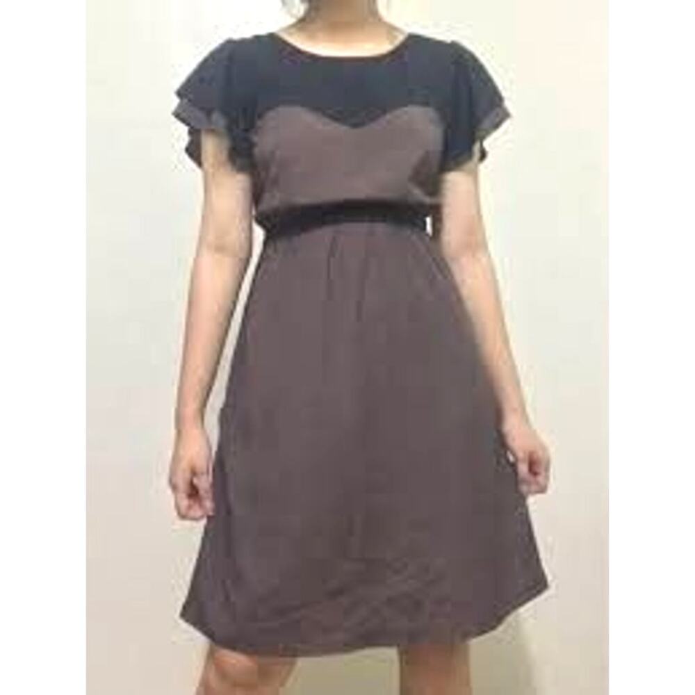 Mossimo Two Tone Flutter Short Layered Flutter Sleeve Fit & Flare Dress
